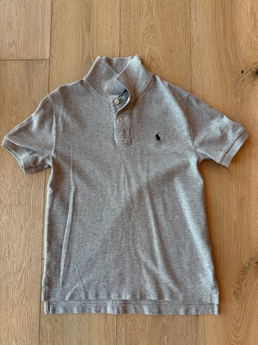 Ralph Lauren Gray Short-Sleeve Polo with Button Collar